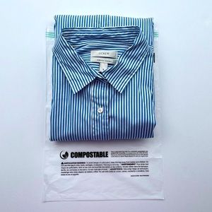 JCrew Pinstripe Blue & White Cotton Poplin Stretch Perfect Slim Fit